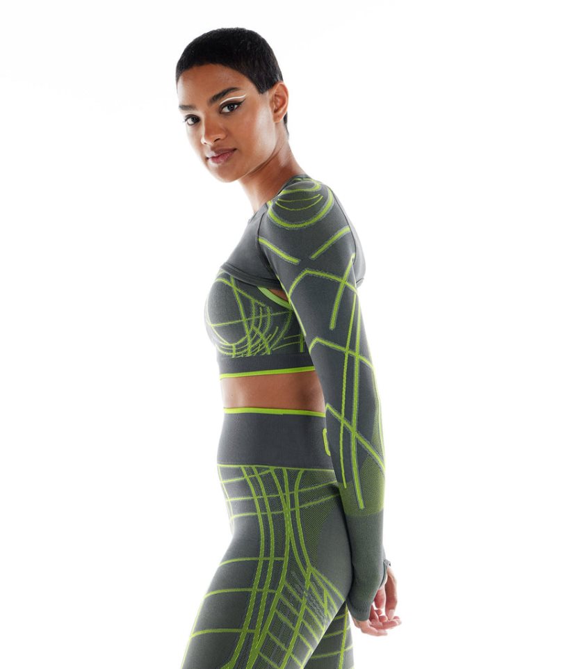 Bluzy Gymshark Wtflex Linear Seamless Long Sleeve Shrug Damskie Zielone | PL 041RMX